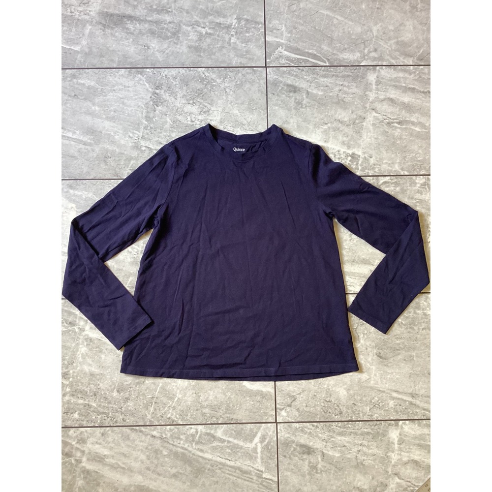 Quince NWOT Mens Navy Blue 100% Organic Cotton Long Sleeve Crewneck T-Shirt